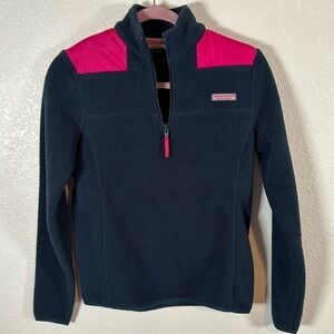 Vineyard Vines Navy Hot Pink Shep Pop Over Fleece Size XS